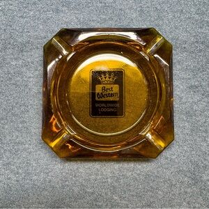 Vintage Best Western Amber Glass Hotel Motel Ashtray
